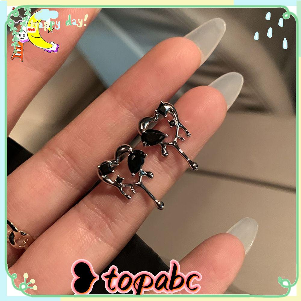 Anting Tusuk TOP Metal Pesta Aesthetic Wanita Hollow Hitam