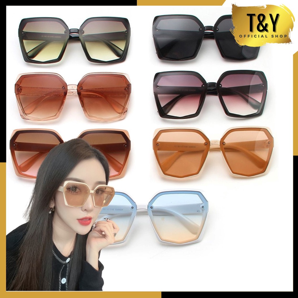 T&amp;Y Kaca mata Wanita Hitam Kotak Gaya Style Sunglasses 6606 KacaMata Fashion Eyewear Murah Import