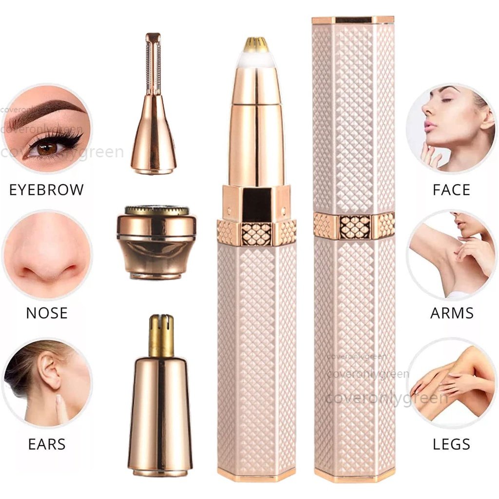 4 IN 1 Premium Hair Remover / Multifungsi Pencukur / Pencukur Bulu Tanpa Sakit / USB isi ulang lipstik hair remover / pemangkas alis listrik penghilang bulu hidung