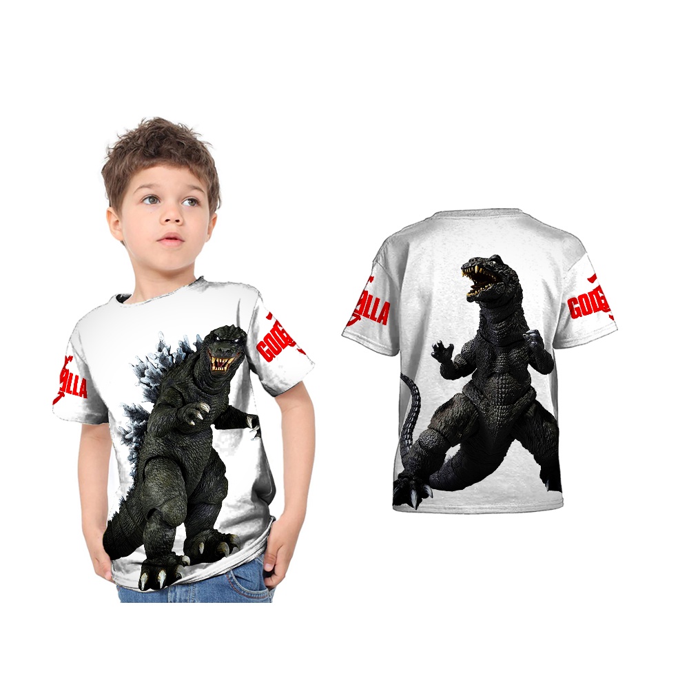 baju Anak Godzilla Vs. King Kong / Kaos Gambar Godzilla / Kaos baju T-shirt Anak Godzilla Fullprint