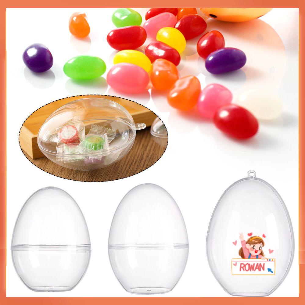 R-flower 5pcs Transparant Easter Egg Perlengkapan Pesta Fillable Ornaments Bola Transparan Plastik