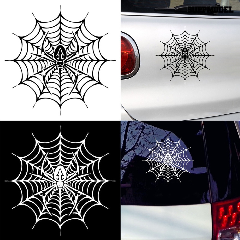 [Dekorasi] Spider Web Style Stiker Jendela Body Mobil Spider Reflektif Decal Decor Aksesoris