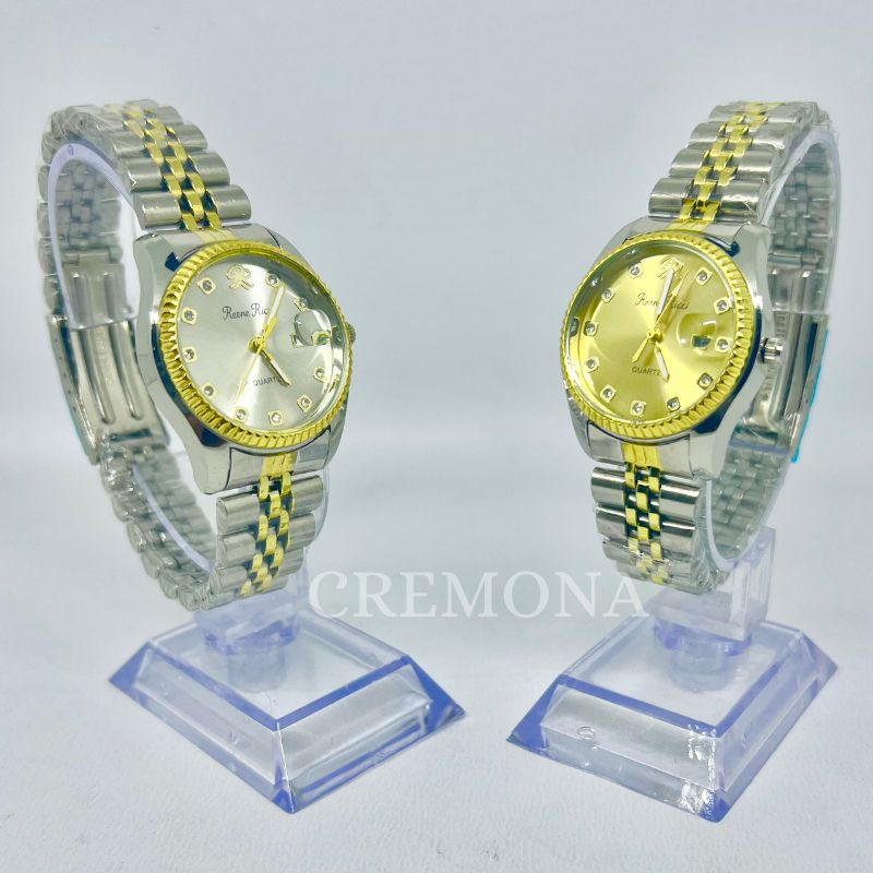 CREMONA Jam Tangan Cewek Analog Import Fashion Murah Model Permata Stainless Steel Tanggal Aktif