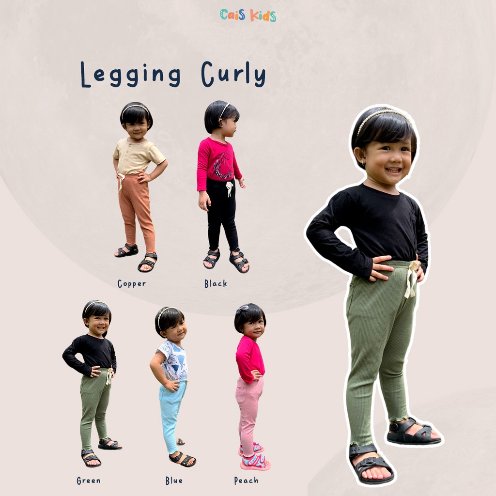 Legging rib anak bayi perempuan bahan reeb model curly bagian bawah girl