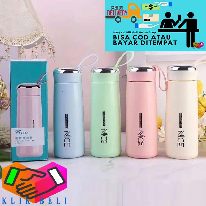 Botol Minum Kaca NICE 400ml Motif Karakter Tumbler Termos Animal Botol Air Minum Bottle Glass