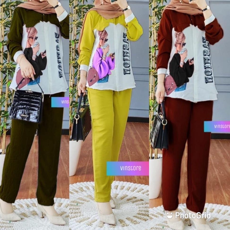 [PRODUK A8A7U] MINIGO Set Crinkle Printing Sablon - Setelan Crinkle Sablon Oversize LD 110 / One Set