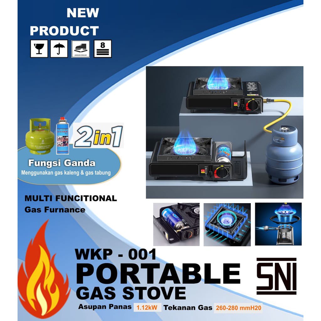 Happy Home Portable Gas Stove Kompor Portable 2 Fungsi Gas Kaleng dan Elpiji