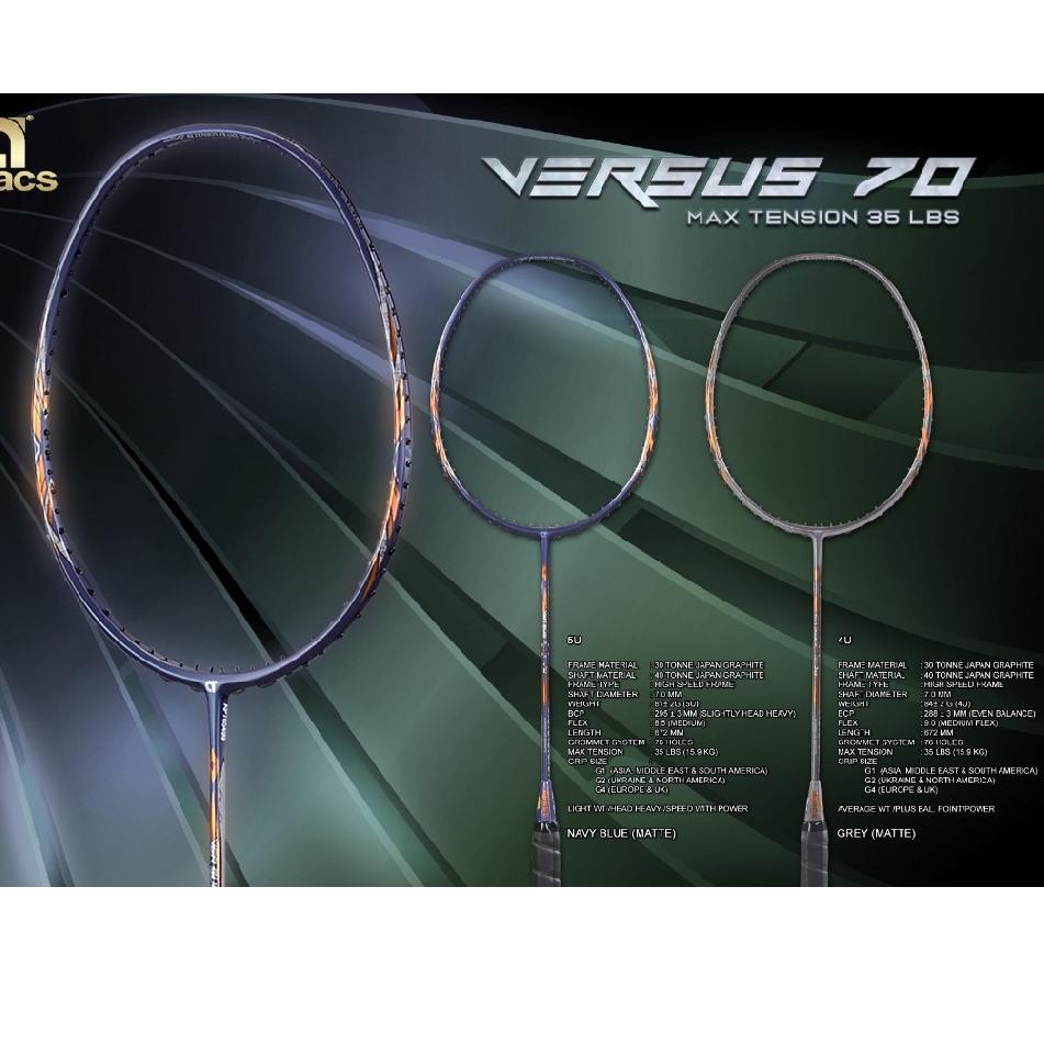Obral Terkini Raket Badminton APACS VERSUS 70 - ORIGINAL 4U DAN 5U TENSION 35LBS