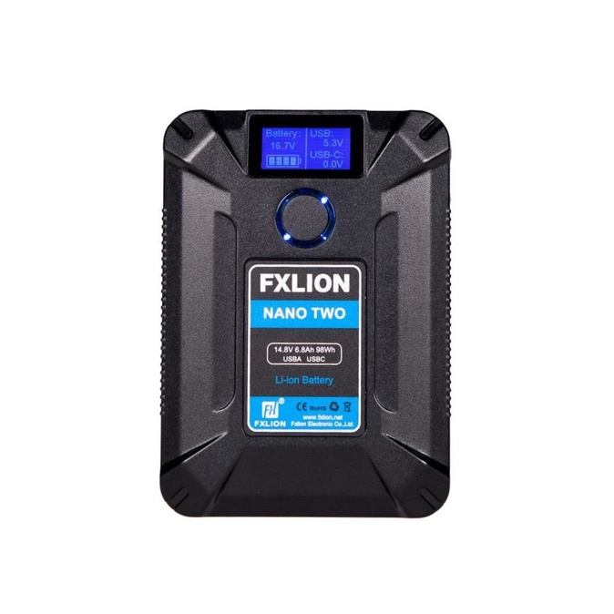 Fxlion Nano Two Smart Micro V-Mount Battery 98Wah W/ Usb-C D-Tap Usb-A