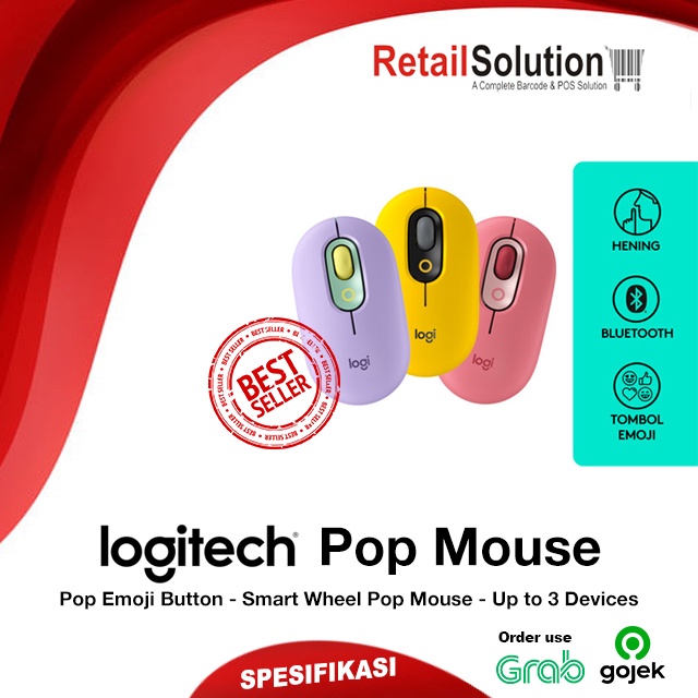 Mouse Wireless Bluetooth Silent - Logitech Pop Emoji Keys