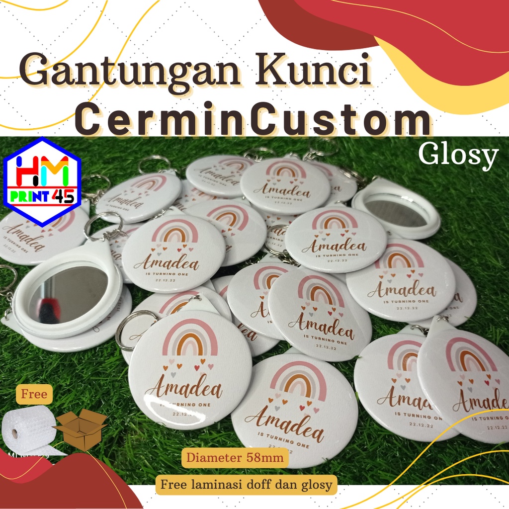 Gantungan kunci cermin 58mm Termurah