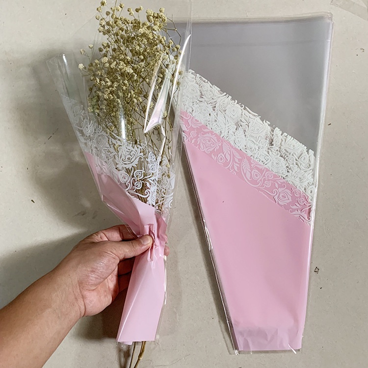 Plastik Bunga Mawar 1 tangkai ecer per lembar Wrapping Plastik untuk Mini Buket Rose