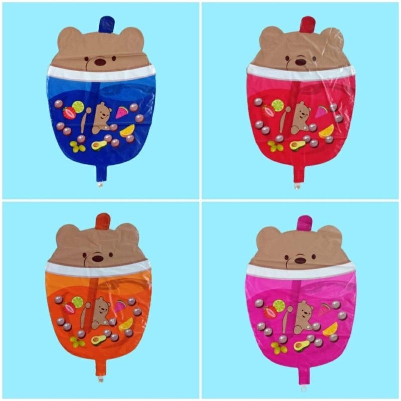 Boba Beruang Balon Terbang  Karakter / Foil / Gas Isi 5pc