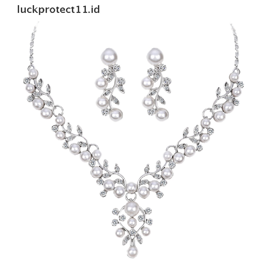 /Fashion Hot// Fashion// Fashion Mutiara Imitasi Pendek Kalung Anting Set Perhiasan Prom Pesta Aksesori.