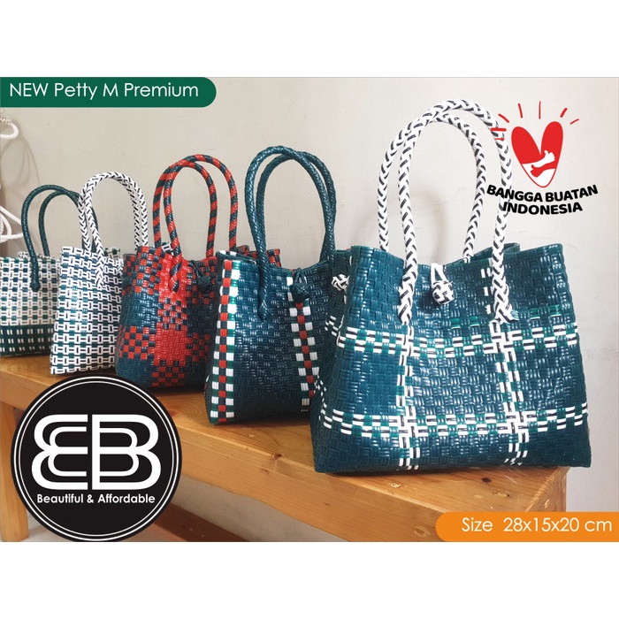 Jaly Petty M | Hijau | Maroon | Merah size | Tas Anyaman Plastik