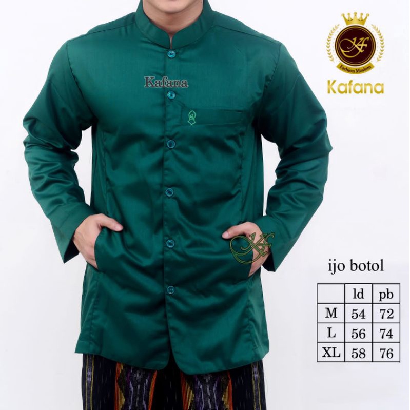 Baju Koko Muslim Semi Jasko Khafana Hijau Botol
