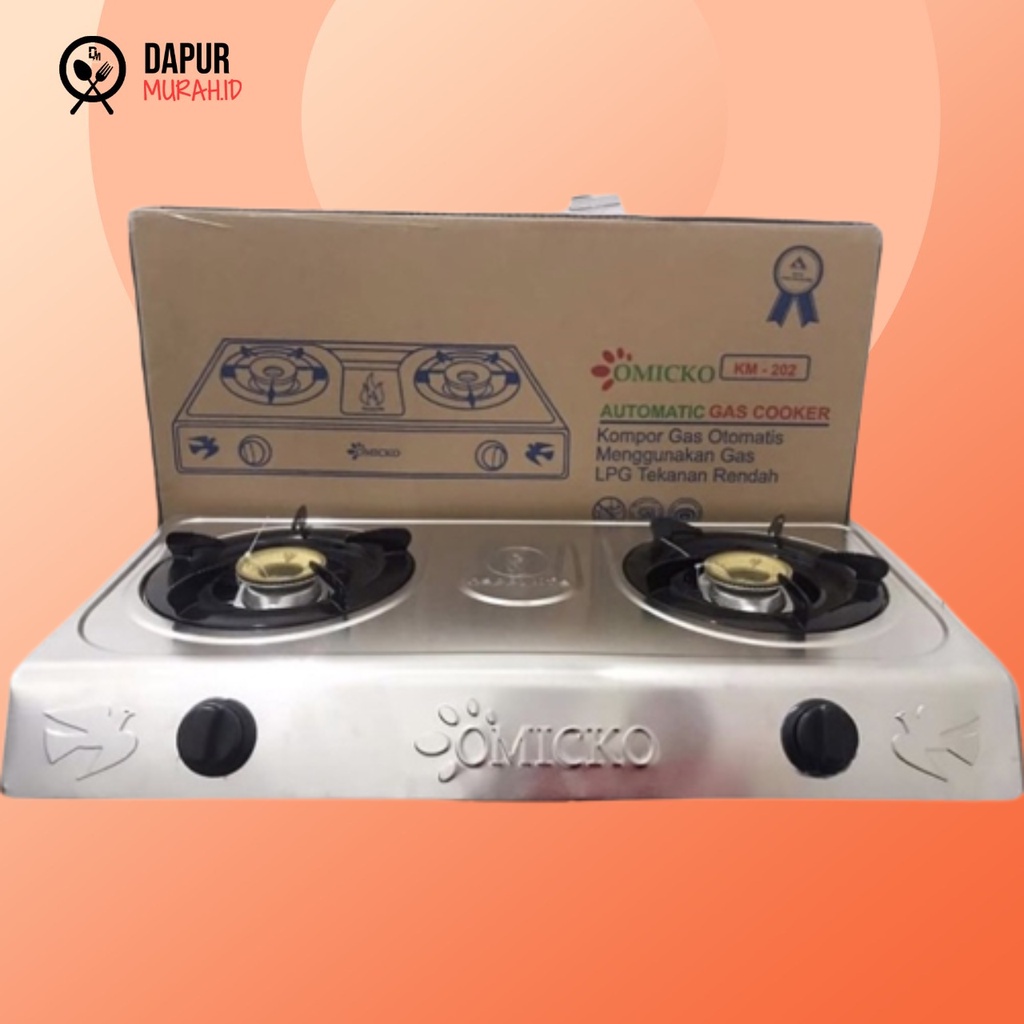DM - Kompor Gas 2 Tungku Stainless Steel Omicko KM - 202 Automatic Gas Cooker 2 Tungku