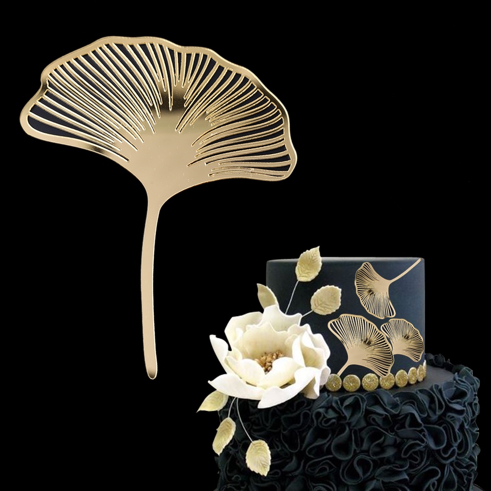 Hiasan Kue Daun Gingko Akrilik/Cake Gingko Decal Topper DIY Baking Tools