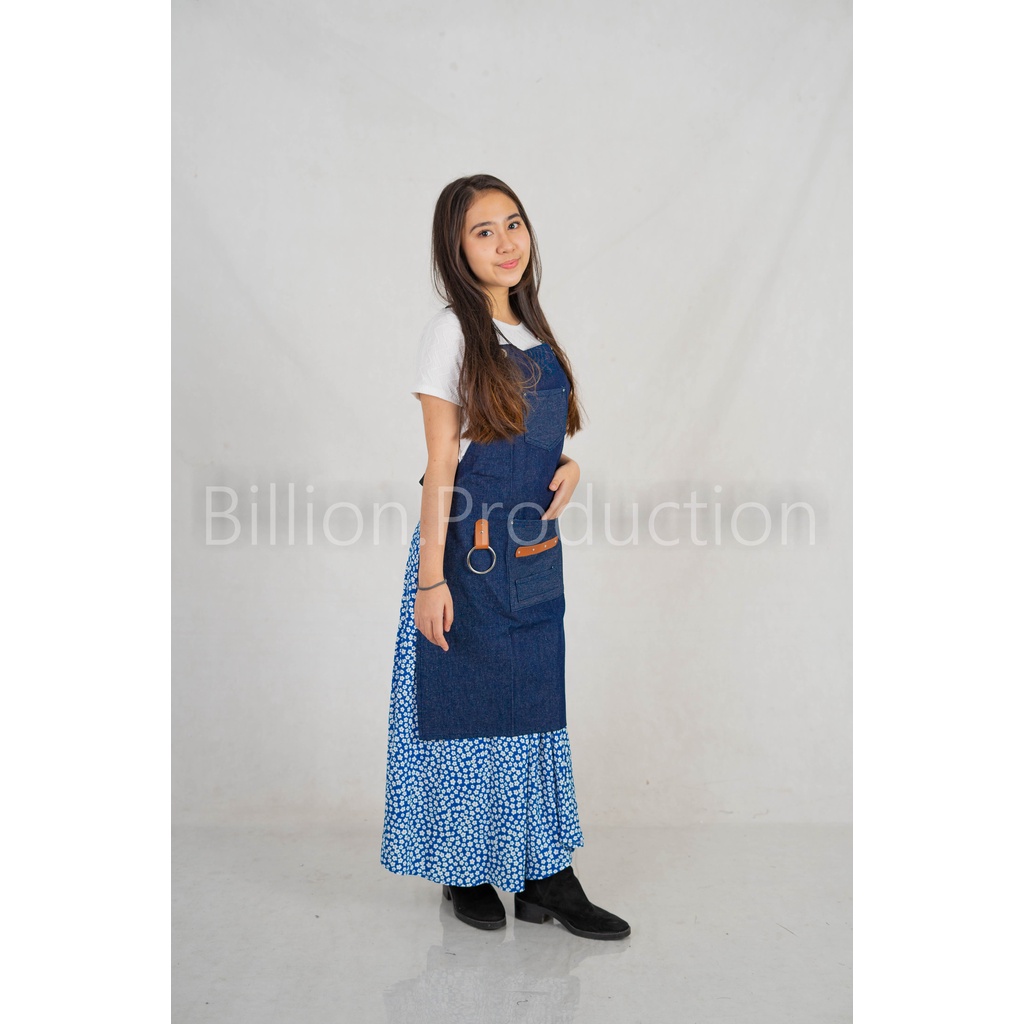 Bp Apron Barista Custom Celemek coffee Shop Canvas Leather