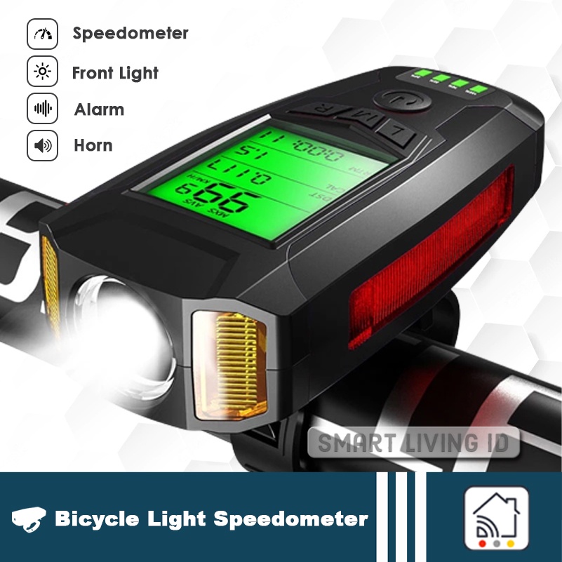Lampu Klakson Speedometer Alarm Sepeda USB Rechargeable 1200mAh