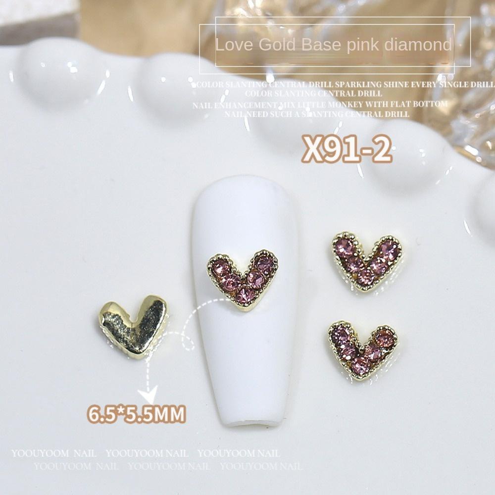 AUGUSTINA Agustina Hiasan Kuku Jantung Fashion Manicure Aksesoris Berwarna Cinta Hati Jepang Nail Art Love Heart Nail Drills