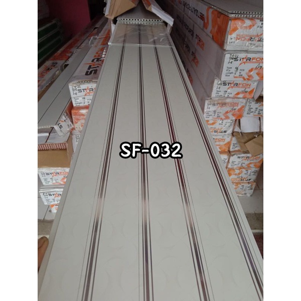 Plafon PVC Starfon Motif Putih Garis Gloss