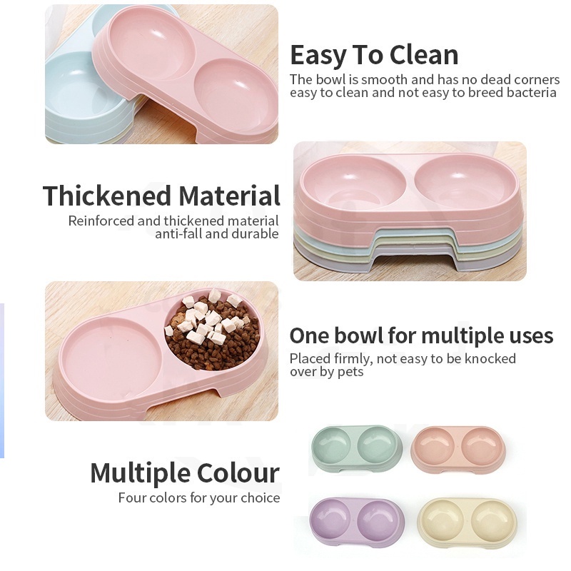 Mangkuk Double Hewan Peliharaan Anti Licin Anti Semut 2 In 1 Kotak Makanan Kucing Anjing Aksesoris  Peliharaan Pet Feeder Plate