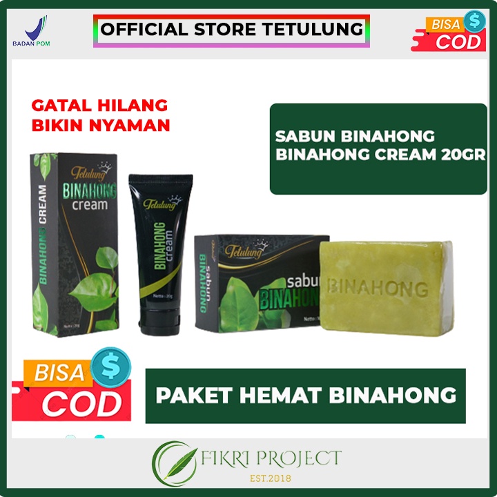 PAKET AMPUH OBAT LUKA DAN GATAL CREAM/SALEP BINAHONG 20 GR DAN SABUN BINAHONG