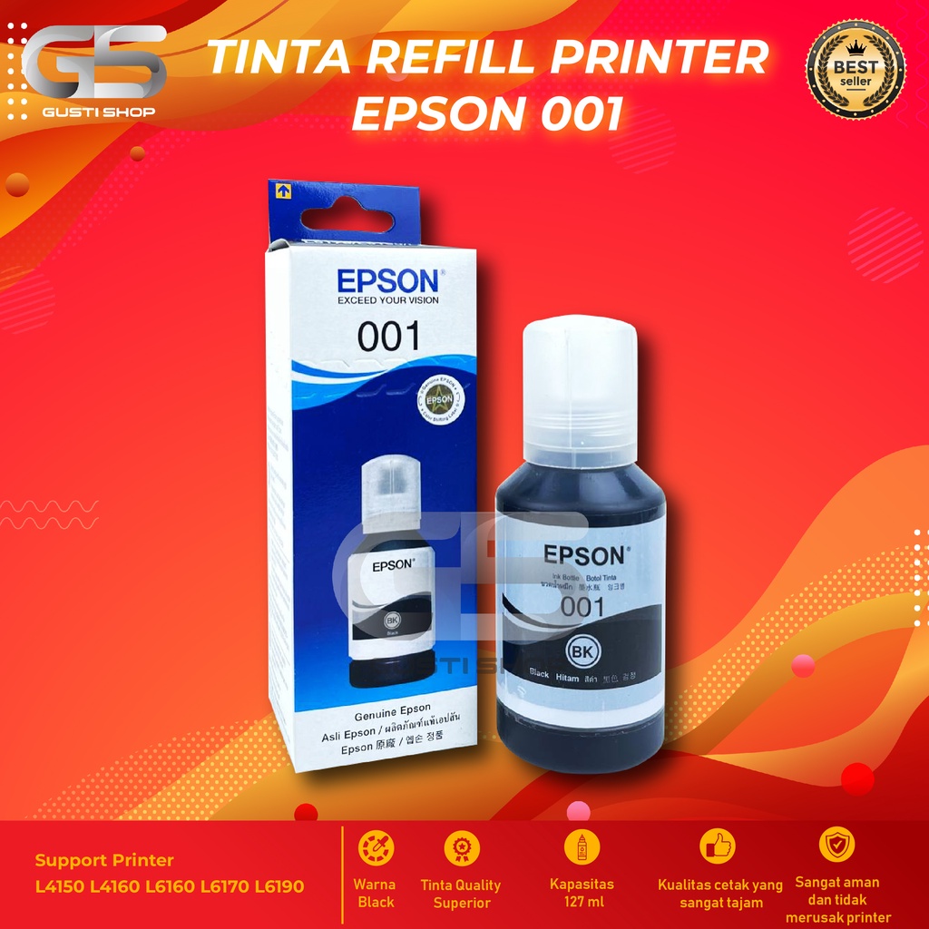 Jual Tinta Epson 001 Black Refill Printer L4150 L4160 L6190 L6160 L6170 Shopee Indonesia