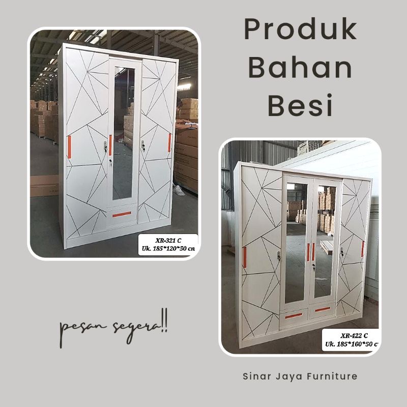 Lemari pakaian besi // 3 pintu - 4 pintu // sleding - buka pintu