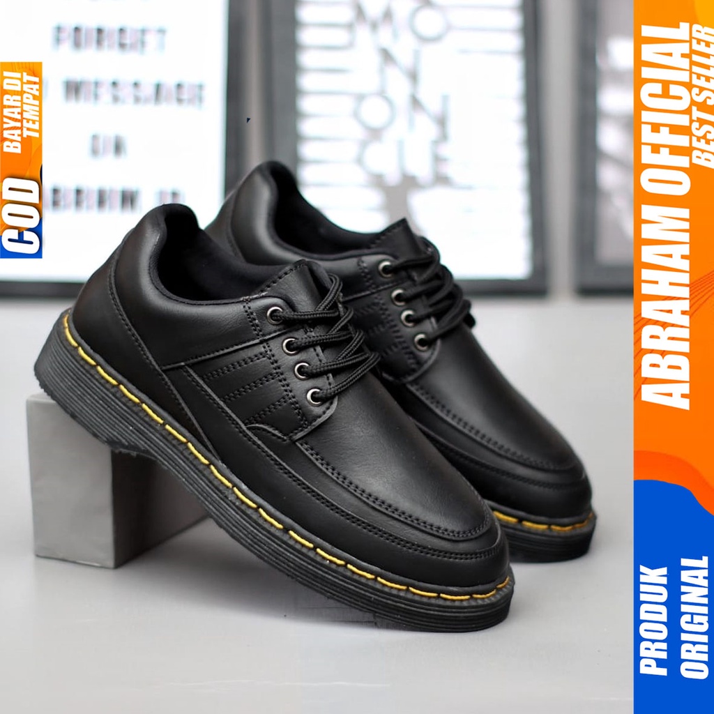 Sepatu Formal Pantofel Kerja Pria Docmart Low Boots Hitam Abraham Rooney