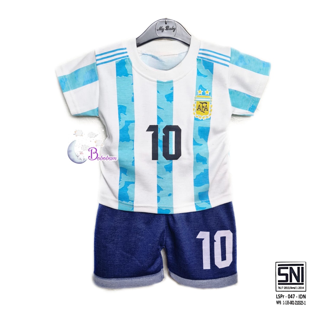 BOBOBAM BAJU BAYI LAKI LAKI SETELAN ANAK COWO LUCU STELAN COWOK 6 12 BULAN KEREN TRENDY KEKINIAN JERSEY ARGENTINA