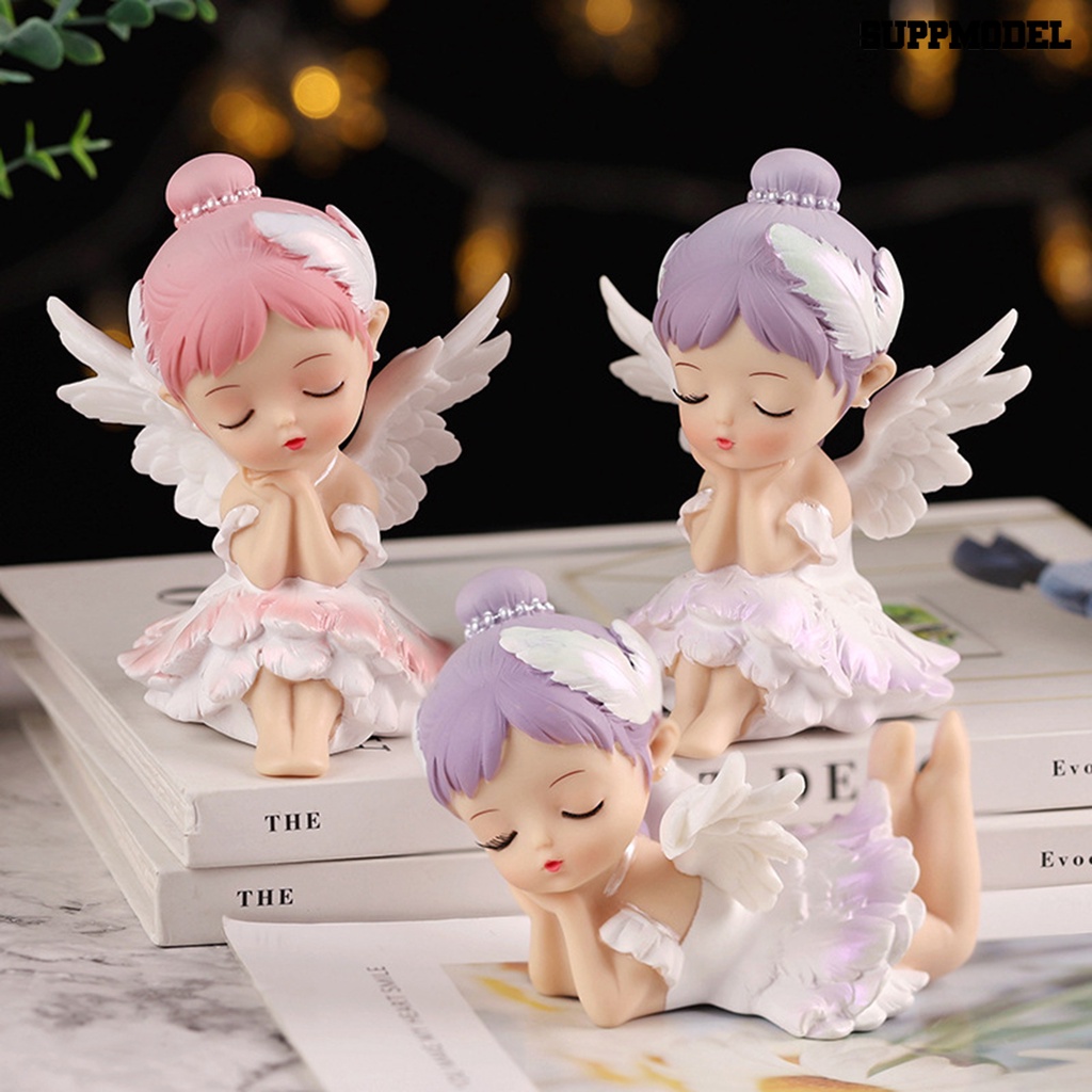 [Dekorasi] Patung Gadis Realistis Kartun Ornamen Mobil Mini Patung Malaikat Dekorasi Rumah