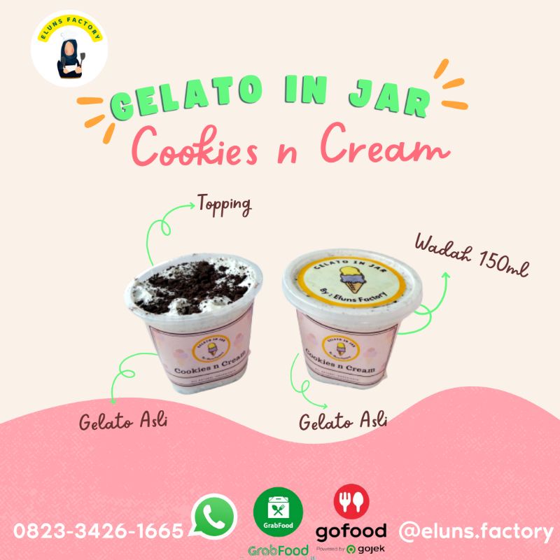 

[Gelato in jar Viral 150ML] Rasa Cookiess & Cream