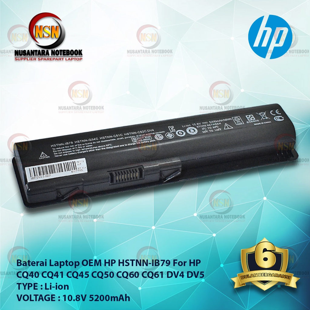 Baterai HP Compaq OEM CQ40 CQ41 CQ45 CQ50 CQ60 CQ61 DV4 DV5 10.8V 5200mAh