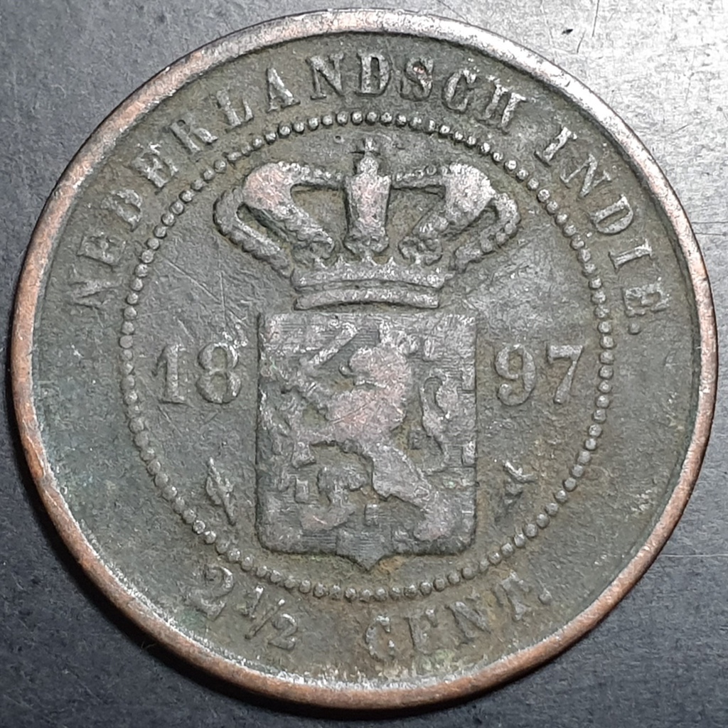 Koin Kerokan Jaman Penjajahan Belanda Benggol 2,5 2 1/2 Cent 1897