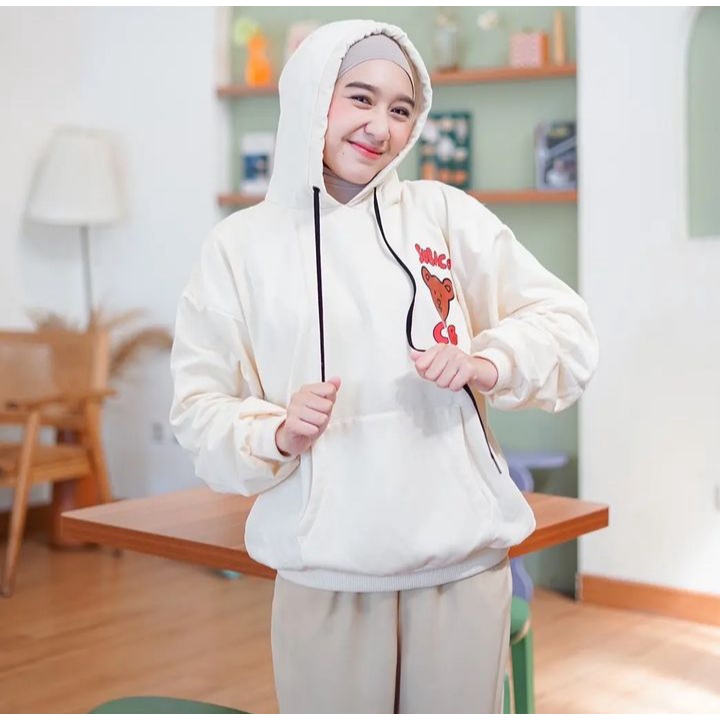 Jacket Hoodie SUBACO BLUB BEAR Sweater Pria Wanita Ala Korean Kasual Style Musim semi Dan Musim Dingin