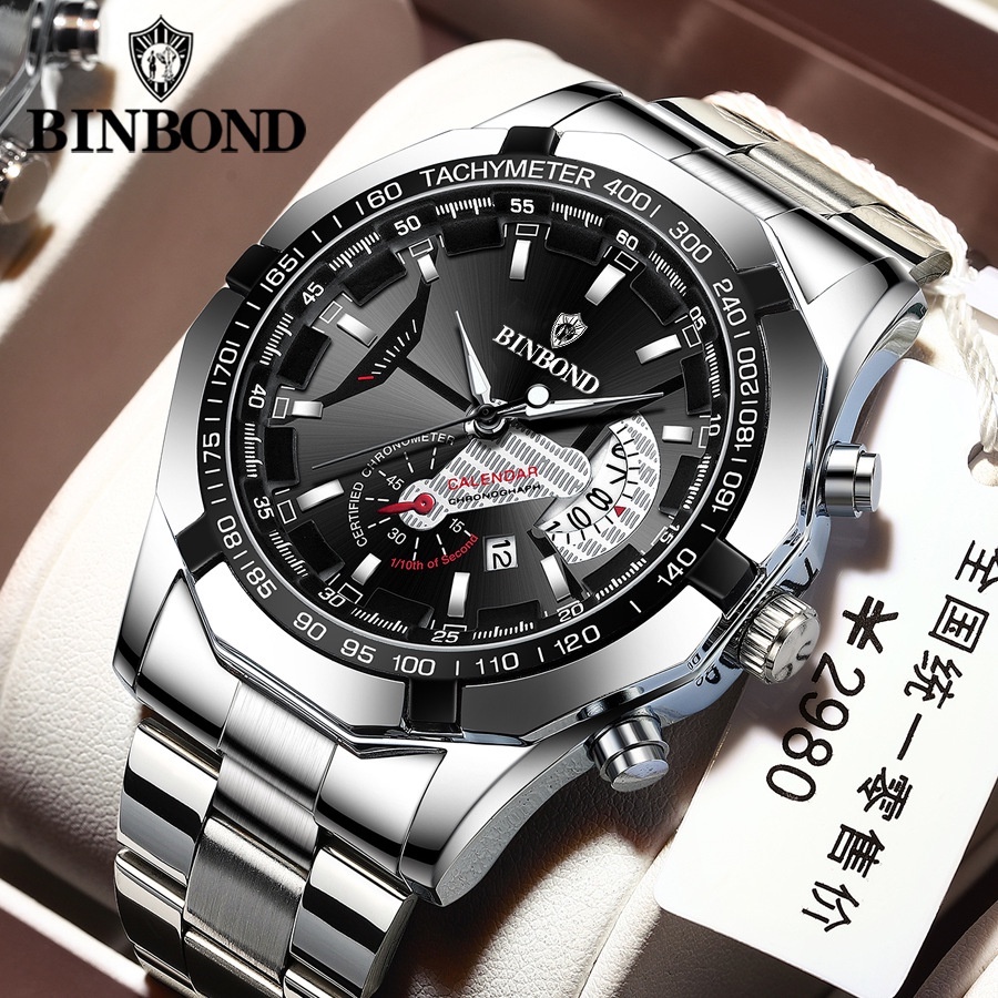 Jam Tangan Pria Terbaru BINBOND-C07 2023-jam tangan pria kekinian-jam tangan pria Luxury Full Steel Sport Quartz Business Waterproof Casual Watch-jam tangan tahan air dan tahan karat-bisa COD