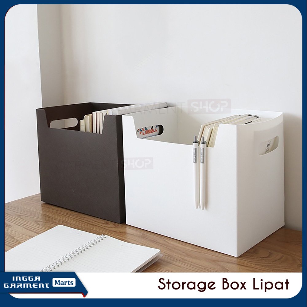 

Storage Box Lipat Foldable Desktop Storage Tempat Penyimpanan Buku Baju Stationary Bahan Plastik Mika