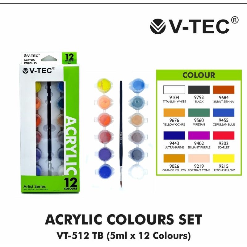 

Cat Acrylic V-Tec 5ml 12 warna khusus/Acrylic Colour V-Tec 12 Special Colour VT-512