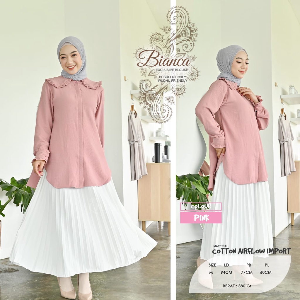 BIANCA KEMEJA BLOUSE CASUAL WANITA ORIGINAL BY QUAIL HIJAB