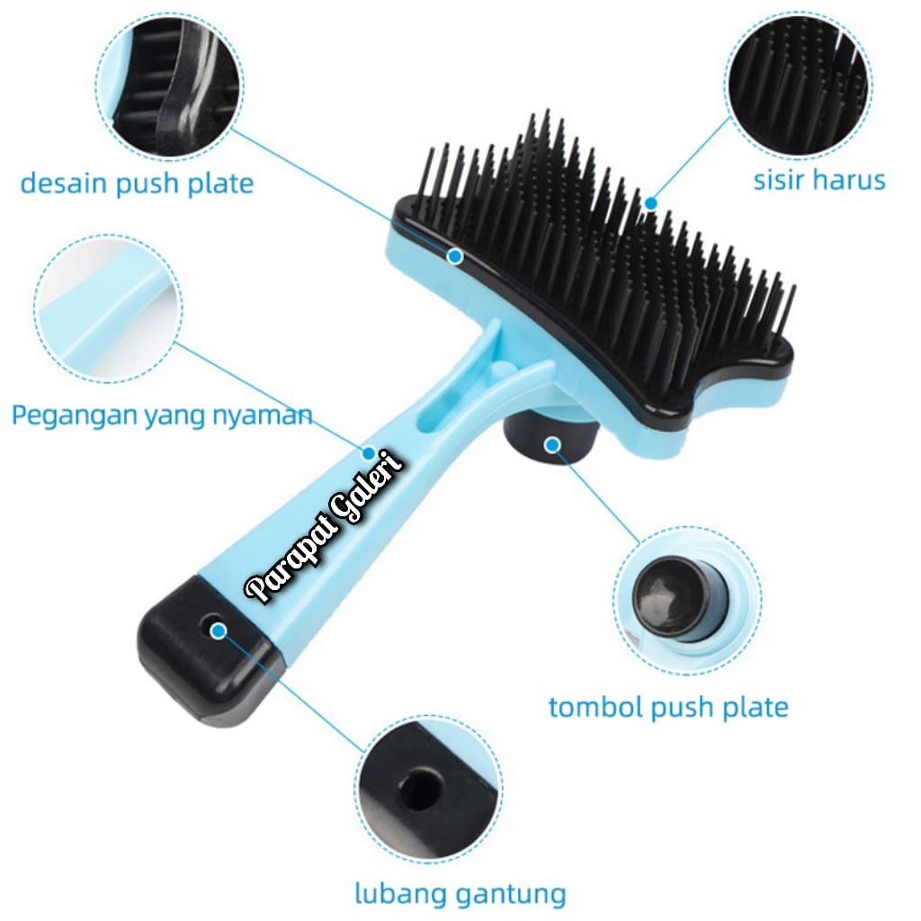 Slicker Bulu kucing dan sisir anjing / Sisir Bulu Auto Cleansing Untuk Anjing dan Kucing