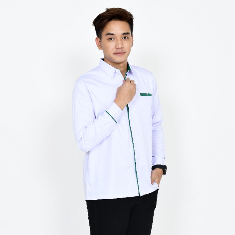 grosir baju putih kantor/Baju putih custom bordir/baju kerja warna putih tangan pendek dan panjang/kemeja putih kantor/kemeja karyawan warna putih tambah bordir