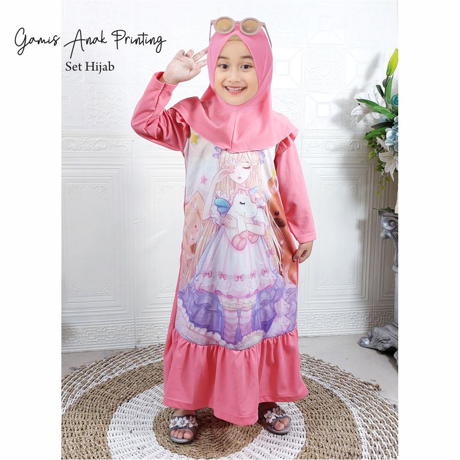 Gamis Anak Printing Set Hijab CKids