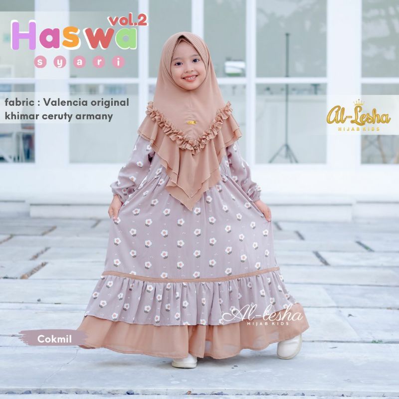 HASWA VOL 2 DRESS Free Jilbab ORI AL LESHA | Syari Dress+jilbab Anak