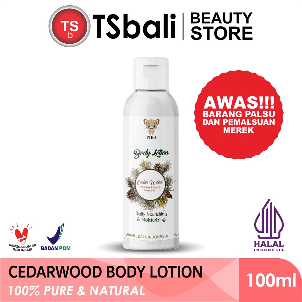 Body Lotion Essential Oil Cedar Wood Pika 100%Murni 100ML