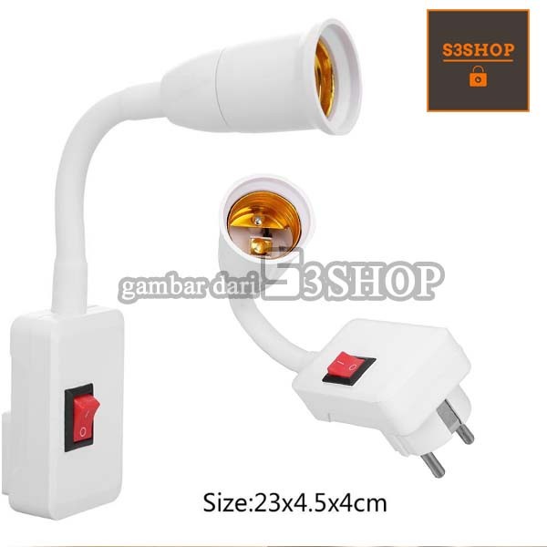 Fitting Lampu Flexible E27 Lampu Belajar Saklar Tidur Fiting Putar 360