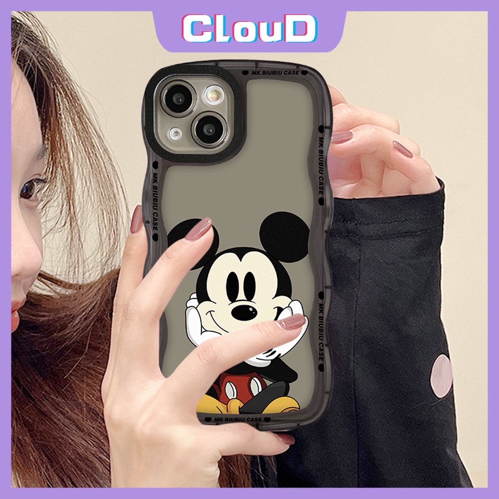 Case Kompatibel Untuk iPhone 11 Pro Max 7Plus 6Plus 13 11 12 14 Pro Max X XR XS Max8 7 6s 6 14 Plus SE 2020lembut Tpu Lucu Kartun Disney Mickey Mouse Wavy Edge Couple Cover