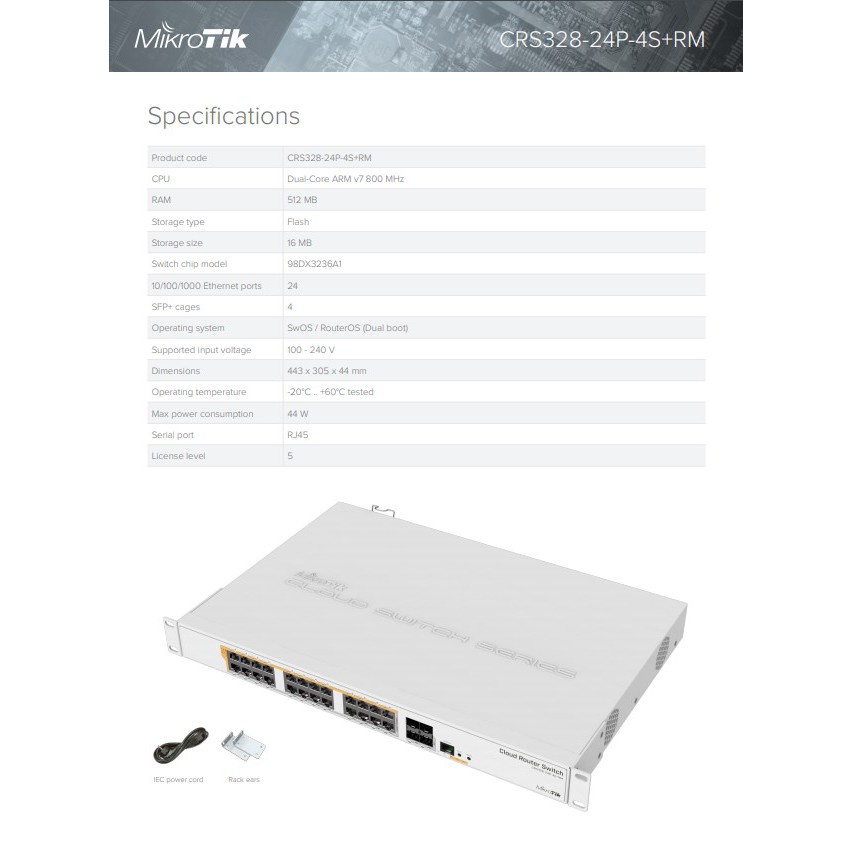 MikroTik CRS 328 24P 4S+ RM CRS328-24P-4S+RM