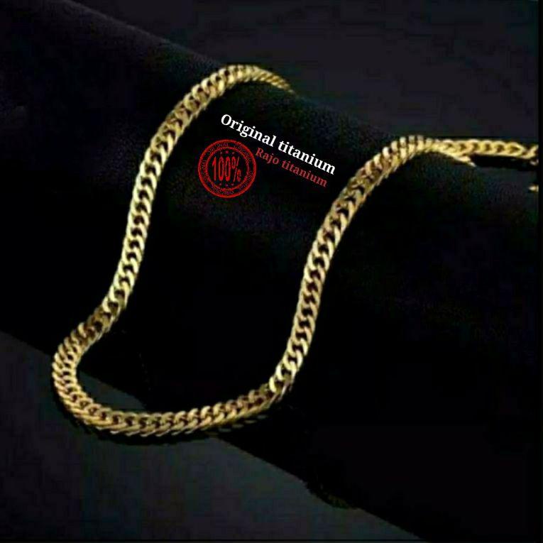KALUNG TITANIUM RANTAI GOLD LAPIS EMAS ANTI KARAT TIDAK LUNTUR BERGARANSI {DPT.10De22ᴴ}